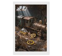 NTVOWPZO 5D Diamond Art Kits for Adults Beginners DIY Steampunk Train Wreck Full Drill Diamond Painting Gem Art Kits Round Diamonds Dots Kit Paint by Numbers for Crafts Gift Home Wall Decor 8x12