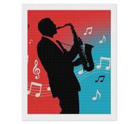 NTVOWPZO 5D Diamond Art Kits for Adults Beginners DIY Vintage Jazz Poster Full Drill Diamond Painting Gem Art Kits Round Diamonds Dots Kit Paint by Numbers for Crafts Gift Home Wall Decor 16x20