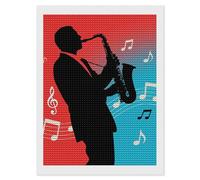 NTVOWPZO 5D Diamond Art Kits for Adults Beginners DIY Vintage Jazz Poster Full Drill Diamond Painting Gem Art Kits Round Diamonds Dots Kit Paint by Numbers for Crafts Gift Home Wall Decor 12x16