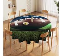 NTVOWPZO 60in Round Tablecloth Stain & Heat Resistant Polyester | Wrinkle Free Washable American Football Table Cover for 5 to 6 Foot Tables Dining Kitchen Party Picnic Buffet Wedding Farmhouse Decor