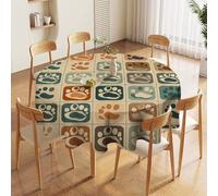 NTVOWPZO 60in Round Tablecloth Stain & Heat Resistant Polyester | Wrinkle Free Washable Cat Paw Table Cover for 5 to 6 Foot Tables Dining Kitchen Party Picnic Buffet Wedding Farmhouse Decor