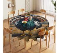 NTVOWPZO 60in Round Tablecloth Stain & Heat Resistant Polyester | Wrinkle Free Washable Cool Turkey Table Cover for 5 to 6 Foot Tables Dining Kitchen Party Picnic Buffet Wedding Farmhouse Decor