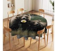 NTVOWPZO 60in Round Tablecloth Stain & Heat Resistant Polyester | Wrinkle Free Washable Cute Bears Table Cover for 5 to 6 Foot Tables Dining Kitchen Party Picnic Buffet Wedding Farmhouse Decor