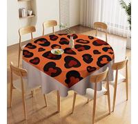 NTVOWPZO 60in Round Tablecloth Stain & Heat Resistant Polyester | Wrinkle Free Washable Heart Leopard Table Cover for 5 to 6 Foot Tables Dining Kitchen Party Picnic Buffet Wedding Farmhouse Decor