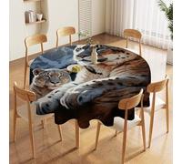NTVOWPZO 60in Round Tablecloth Stain & Heat Resistant Polyester | Wrinkle Free Washable Mountain Lions Table Cover for 5 to 6 Foot Tables Dining Kitchen Party Picnic Buffet Wedding Farmhouse Decor
