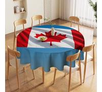 NTVOWPZO 60in Round Tablecloth Stain & Heat Resistant Polyester | Wrinkle Free Washable Retro Canada Flag Table Cover for 5 to 6 Foot Tables Dining Kitchen Party Picnic Buffet Wedding Farmhouse Decor