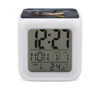 NTVOWPZO 7 Color LED Digital Alarm Clock Cube Mallard Duck Bedside Clocks with Temperature Display 12/24h Format Snooze & Night Light Dimmable Lamp Battery Powered for Bedroom Office Decor