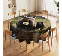 NTVOWPZO 70in Round Tablecloth Stain & Heat Resistant Polyester | Wrinkle Free Washable Brown Bears Table Cover for 5 to 6 Foot Tables Dining Kitchen Party Picnic Buffet Wedding Farmhouse Decor