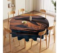 NTVOWPZO 70in Round Tablecloth Stain & Heat Resistant Polyester | Wrinkle Free Washable Dusk Dolphin Table Cover for 5 to 6 Foot Tables Dining Kitchen Party Picnic Buffet Wedding Farmhouse Decor