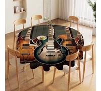 NTVOWPZO 70in Round Tablecloth Stain & Heat Resistant Polyester | Wrinkle Free Washable Guitars Art Table Cover for 5 to 6 Foot Tables Dining Kitchen Party Picnic Buffet Wedding Farmhouse Decor