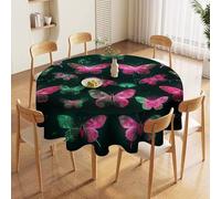 NTVOWPZO 70in Round Tablecloth Stain & Heat Resistant Polyester | Wrinkle Free Washable Neon Butterfly Table Cover for 5 to 6 Foot Tables Dining Kitchen Party Picnic Buffet Wedding Farmhouse Decor