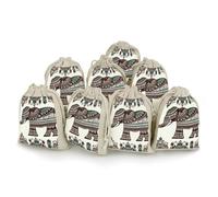 NTVOWPZO 8PCS Bohemian Elephant Pattern Cotton Drawstring Bag 5x7 Inch Small Cloth Gift Bags with Drawstring, Reusable Muslin Bags Pouches, Empty Candy Bag for Wedding Party Birthday Favors
