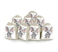 NTVOWPZO 8PCS Cute Elephant Cotton Drawstring Bag 5x7 Inch Small Cloth Gift Bags with Drawstring, Reusable Muslin Bags Pouches, Empty Candy Bag for Wedding Party Birthday Favors