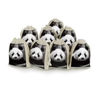 NTVOWPZO 8PCS Cute Panda Cotton Drawstring Bag 5x7 Inch Small Cloth Gift Bags with Drawstring, Reusable Muslin Bags Pouches, Empty Candy Bag for Wedding Party Birthday Favors