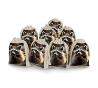 NTVOWPZO 8PCS Cute Raccoon Cotton Drawstring Bag 5x7 Inch Small Cloth Gift Bags with Drawstring, Reusable Muslin Bags Pouches, Empty Candy Bag for Wedding Party Birthday Favors