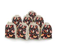 NTVOWPZO 8PCS Cute Rooster Chickens Cotton Drawstring Bag 5x7 Inch Small Cloth Gift Bags with Drawstring, Reusable Muslin Bags Pouches, Empty Candy Bag for Wedding Party Birthday Favors