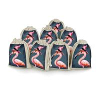 NTVOWPZO 8PCS Flamingo Cotton Drawstring Bag 5x7 Inch Small Cloth Gift Bags with Drawstring, Reusable Muslin Bags Pouches, Empty Candy Bag for Wedding Party Birthday Favors
