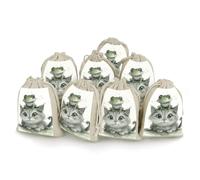 NTVOWPZO 8PCS Frog And Cat Cotton Drawstring Bag 5x7 Inch Small Cloth Gift Bags with Drawstring, Reusable Muslin Bags Pouches, Empty Candy Bag for Wedding Party Birthday Favors