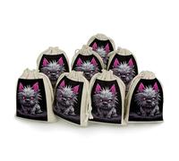 NTVOWPZO 8PCS Gray Pooh Dog Cotton Drawstring Bag 5x7 Inch Small Cloth Gift Bags with Drawstring, Reusable Muslin Bags Pouches, Empty Candy Bag for Wedding Party Birthday Favors