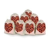 NTVOWPZO 8PCS Heart Leopard Cotton Drawstring Bag 5x7 Inch Small Cloth Gift Bags with Drawstring, Reusable Muslin Bags Pouches, Empty Candy Bag for Wedding Party Birthday Favors