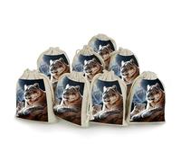 NTVOWPZO 8PCS Mountain Lions Cotton Drawstring Bag 5x7 Inch Small Cloth Gift Bags with Drawstring, Reusable Muslin Bags Pouches, Empty Candy Bag for Wedding Party Birthday Favors