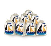 NTVOWPZO 8PCS Nautical Sailing Pirate Cotton Drawstring Bag 5x7 Inch Small Cloth Gift Bags with Drawstring, Reusable Muslin Bags Pouches, Empty Candy Bag for Wedding Party Birthday Favors