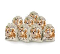NTVOWPZO 8PCS Playful Corgi Cotton Drawstring Bag 5x7 Inch Small Cloth Gift Bags with Drawstring, Reusable Muslin Bags Pouches, Empty Candy Bag for Wedding Party Birthday Favors