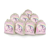 NTVOWPZO 8PCS Rainbow Horse Cotton Drawstring Bag 5x7 Inch Small Cloth Gift Bags with Drawstring, Reusable Muslin Bags Pouches, Empty Candy Bag for Wedding Party Birthday Favors