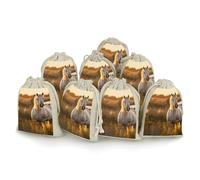 NTVOWPZO 8PCS Real Horse Photos Cotton Drawstring Bag 5x7 Inch Small Cloth Gift Bags with Drawstring, Reusable Muslin Bags Pouches, Empty Candy Bag for Wedding Party Birthday Favors