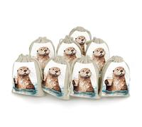 NTVOWPZO 8PCS Sea Otter Cotton Drawstring Bag 5x7 Inch Small Cloth Gift Bags with Drawstring, Reusable Muslin Bags Pouches, Empty Candy Bag for Wedding Party Birthday Favors