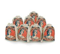 NTVOWPZO 8PCS Stamped with Ancient Rome Cotton Drawstring Bag 5x7 Inch Small Cloth Gift Bags with Drawstring, Reusable Muslin Bags Pouches, Empty Candy Bag for Wedding Party Birthday Favors