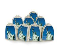 NTVOWPZO 8PCS Statue of Liberty Cotton Drawstring Bag 5x7 Inch Small Cloth Gift Bags with Drawstring, Reusable Muslin Bags Pouches, Empty Candy Bag for Wedding Party Birthday Favors