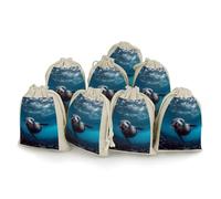 NTVOWPZO 8PCS Underwater Sea Lion Cotton Drawstring Bag 5x7 Inch Small Cloth Gift Bags with Drawstring, Reusable Muslin Bags Pouches, Empty Candy Bag for Wedding Party Birthday Favors