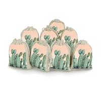 NTVOWPZO 8PCS Watercolor Green Cotton Drawstring Bag 5x7 Inch Small Cloth Gift Bags with Drawstring, Reusable Muslin Bags Pouches, Empty Candy Bag for Wedding Party Birthday Favors