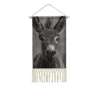 NTVOWPZO A Donkey Pattern Vertical Wall Tapestry with Tassels Boho Short Tapestry Wall Hanging Aesthetic Custom Tapestries for Bedroom Living Room Dorm Apartment Decor 19.6x10 Inch
