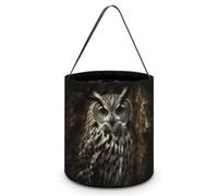 NTVOWPZO An Owl Halloween Trick Or Treat Bag for Party Favor | Foldable & Reusable, Reinforced Polyester Resists Tear, Comfy Wide Handles Fit Small Hands for All-Night Halloween Candy Runs