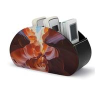 NTVOWPZO Antelope Canyon Remote Control Holder with 5 Compartment Organizer Box, Leather TV Remote Holder Organizer Caddy for Table, PU Leather Remote Box for Nightstand Office Desk Storage Box