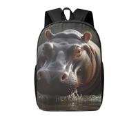 NTVOWPZO Backpack for Women Men's Casual Daypack Penguin Hiking Rucksack Outdoor Travel Bag, Hippo, One Size