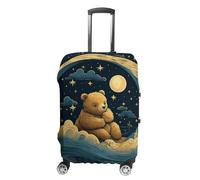 NTVOWPZO Bear on The Moon Travel Luggage Cover Spandex Suitcase Protector Washable Baggage Covers Elastic Scratch-Resistant Luggage Cover Protector Fits 18-32 Inch Luggage, Bear on the Moon, M