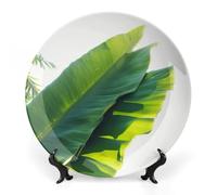 NTVOWPZO Bone China Decorative Plate Banana Leaf Ceramic Dinner Plates with Display Stand Ceramic Ornaments Art Porcelain Plate for Home Office Wall Decor CollectionsPlate 10inch