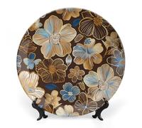 NTVOWPZO Bone China Decorative Plate Hand Drawn Flowers Ceramic Dinner Plates with Display Stand Ceramic Ornaments Art PorcelainPlate for Home Office Wall Decor Collections Plate 7inch