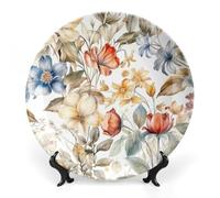 NTVOWPZO Bone China Decorative Plate Light Purple And Red Ceramic Dinner Plates with Display Stand Ceramic Ornaments Art PorcelainPlate for Home Office Wall Decor Collections Plate 6inch
