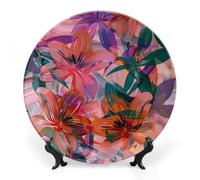 NTVOWPZO Bone China Decorative Plate Red And Green Style Ceramic Dinner Plates with Display Stand Ceramic Ornaments Art PorcelainPlates for Home Office Wall Decor Collections Plate 8inch