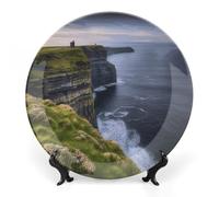 NTVOWPZO Bone China Decorative Plates County Clare The Cliffs Ceramic Decorative Plate Wall Decor with Display Stand Ceramic Ornaments for Wall Hanging Decoration 10inch