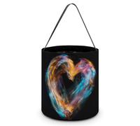 NTVOWPZO Bright Heart Shape Halloween Trick Or Treat Bag for Party Favor | Foldable & Reusable, Reinforced Polyester Resists Tear, Comfy Wide Handles Fit Small Hands for All-Night Halloween Candy Runs