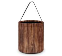 NTVOWPZO Brown Wood Grain Halloween Trick Or Treat Bag for Party Favor | Foldable & Reusable, Reinforced Polyester Resists Tear, Comfy Wide Handles Fit Small Hands for All-Night Halloween Candy Runs
