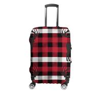 NTVOWPZO Buffalo Plaid Deer Travel Luggage Cover Spandex Suitcase Protector Washable Baggage Covers Elastic Scratch-Resistant Luggage Cover Protector Fits 18-32 Inch Luggage, Buffalo Plaid Deer, L