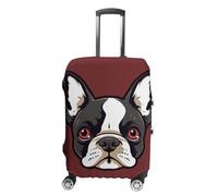 NTVOWPZO Cartoon Boston Terrier Face Travel Luggage Cover Spandex Suitcase Protector Washable Baggage Covers Elastic Scratch-Resistant Luggage Cover Protector Fits 18-32 Inch Luggage, Cartoon boston