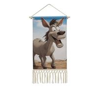 NTVOWPZO Cartoon Donkey Vertical Wall Tapestry with Tassels Boho Short Tapestry Wall Hanging Aesthetic Custom Tapestries for Bedroom Living Room Dorm Apartment Decor 19.6x10 Inch