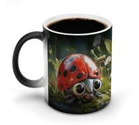 NTVOWPZO Cartoon Ladybug Magic Color Changing Coffee Mug, 11 Oz Ceramic Cup with Handle, Heat Sensitive Heat Changing Mug Temperature Changing Mugs for Office Home, Personalized Gift